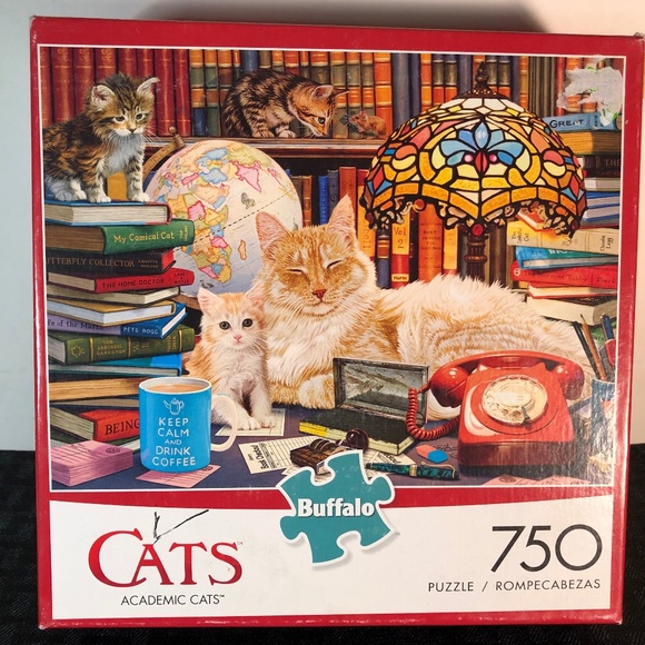 Academic Cats" 750-piece jigsaw puzzle by Buffalo Games - Picture 1 of 8